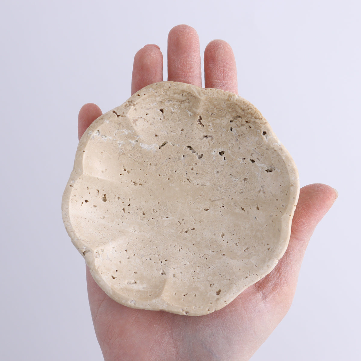 One Travertine Scalloped Dish 10 cm | Mi Esperanza Minerals | Supplier of Crystals and Onyx