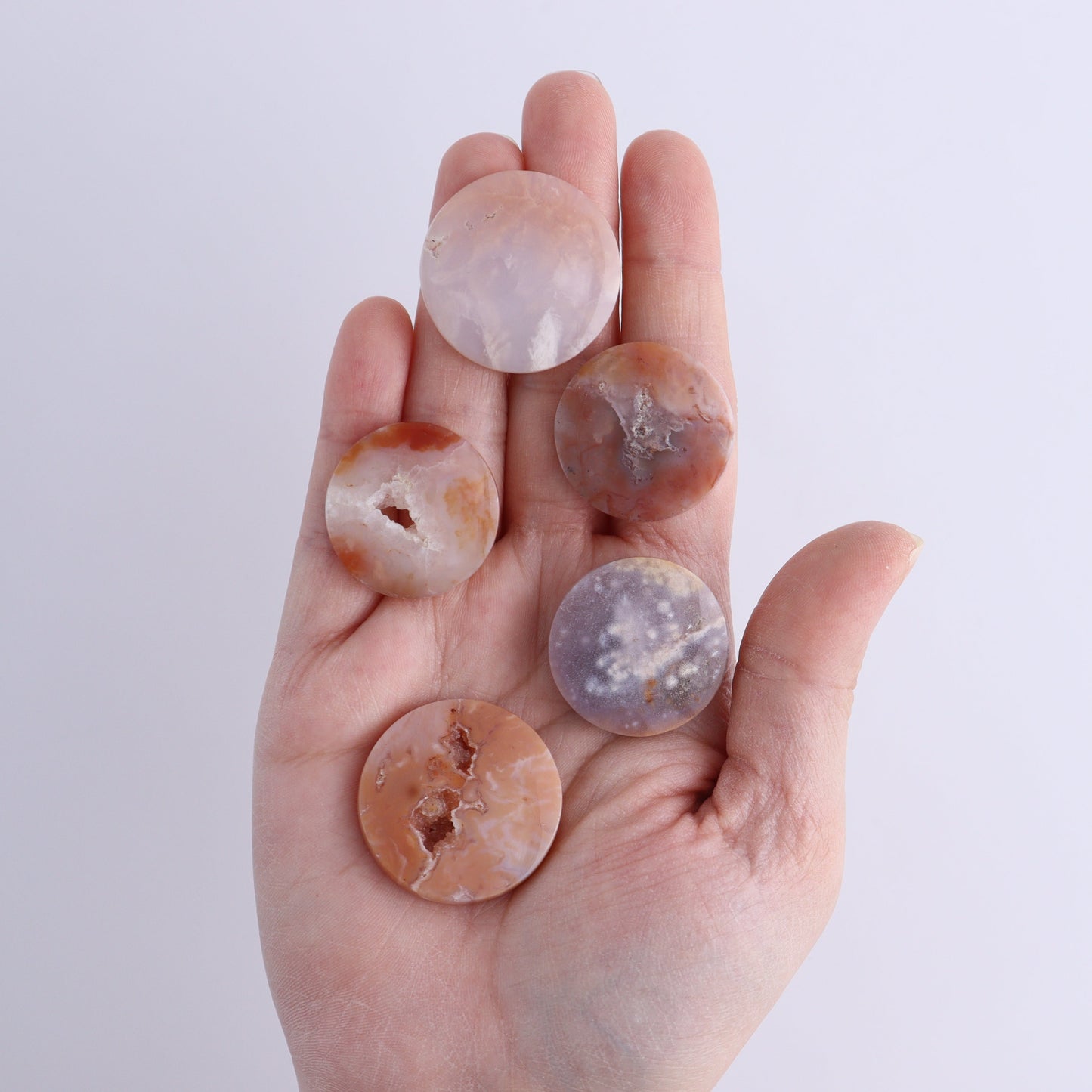 One Pink Carnelian Round Cab | Mi Esperanza Minerals | Supplier of Crystals and Onyx