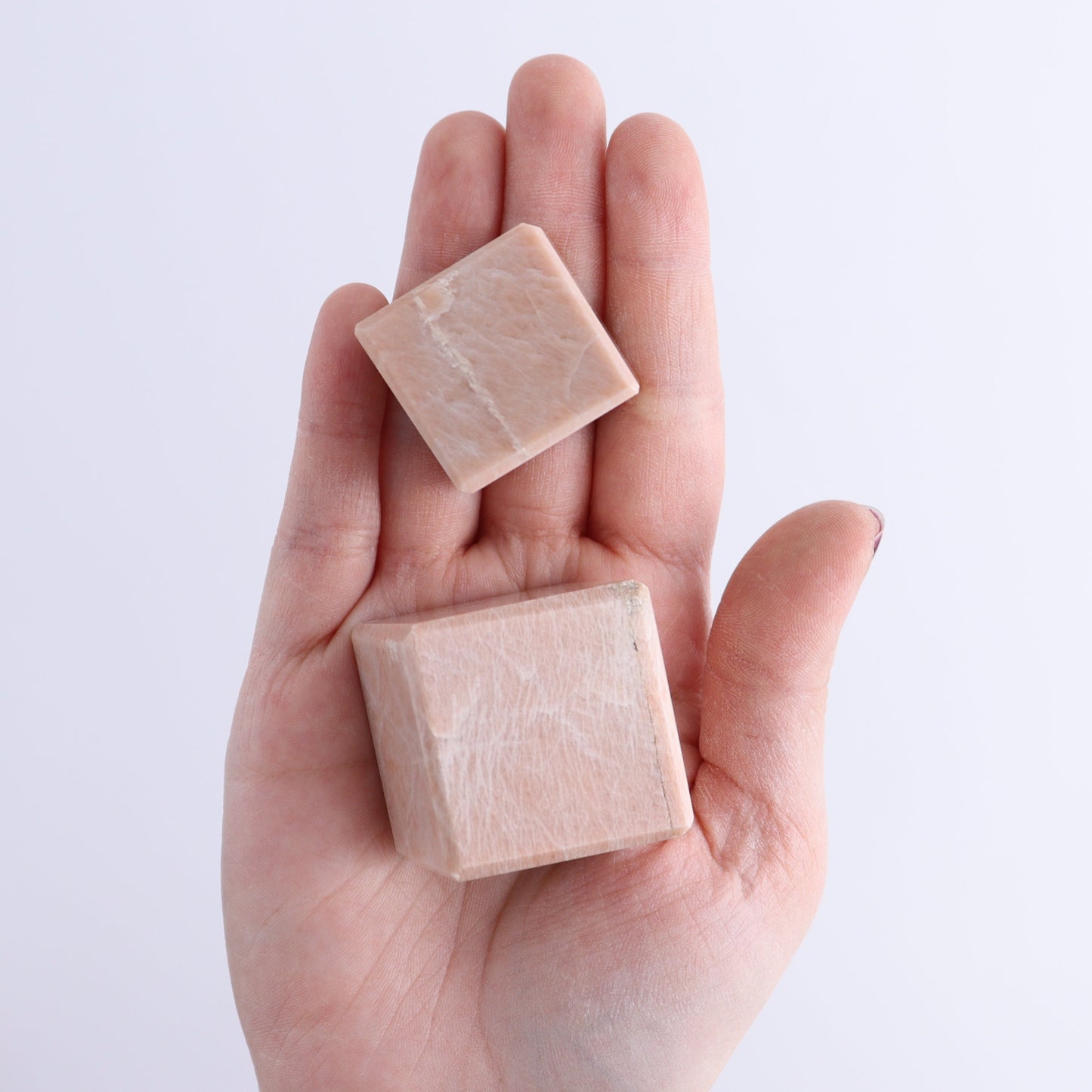 One Peach Moonstone Cube 3 cm | Mi Esperanza Minerals | Supplier of Crystals and Onyx