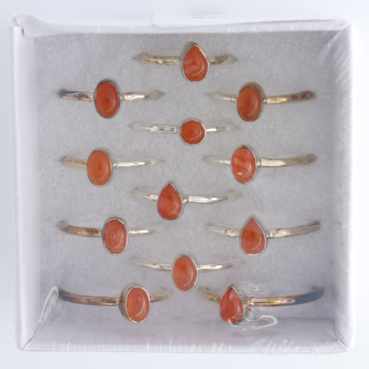 Carnelian Rings Set of 12