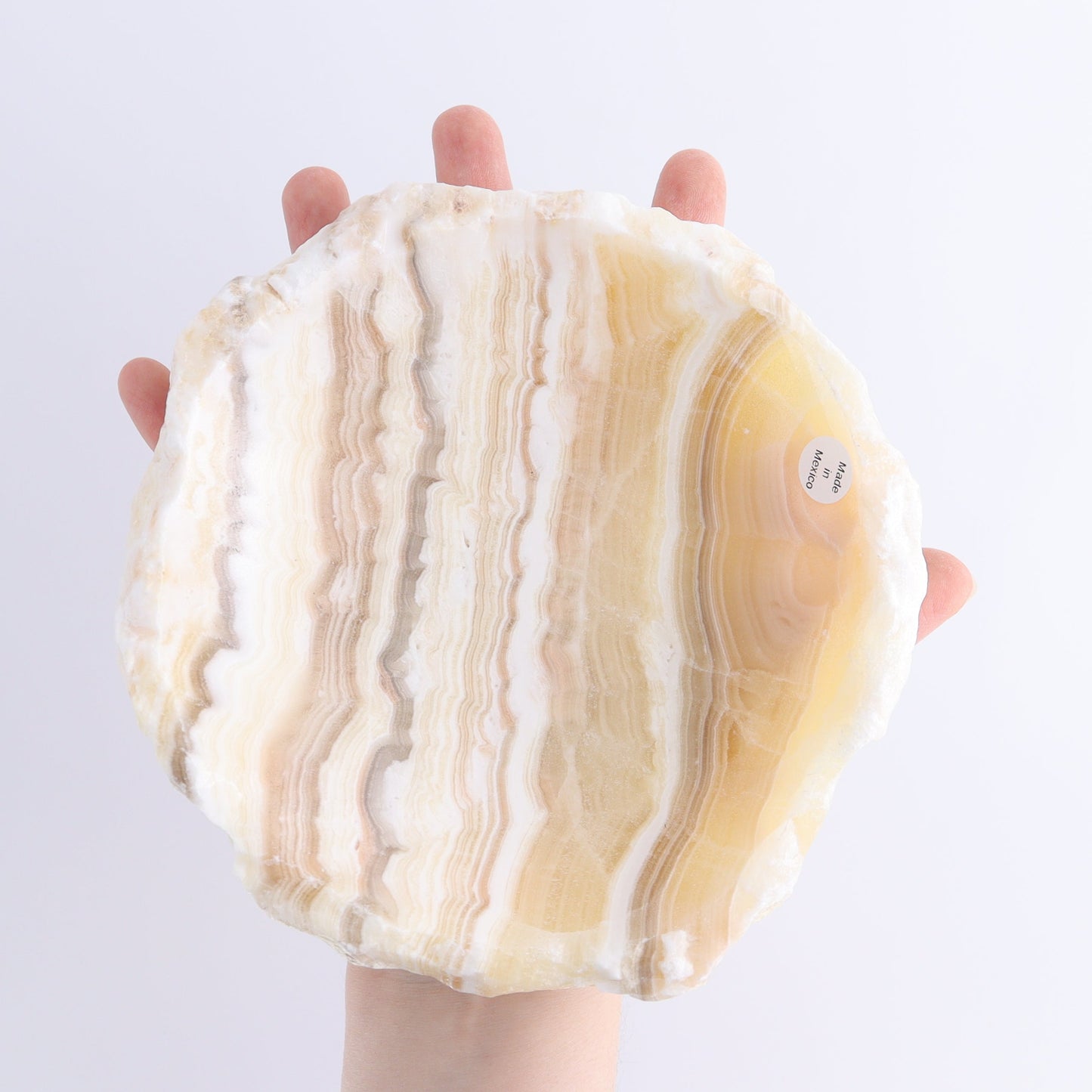 One Mexican Onyx/Calcite Yellow Zebra Rustic Bowl | Mi Esperanza Minerals | Supplier of Crystals and Onyx
