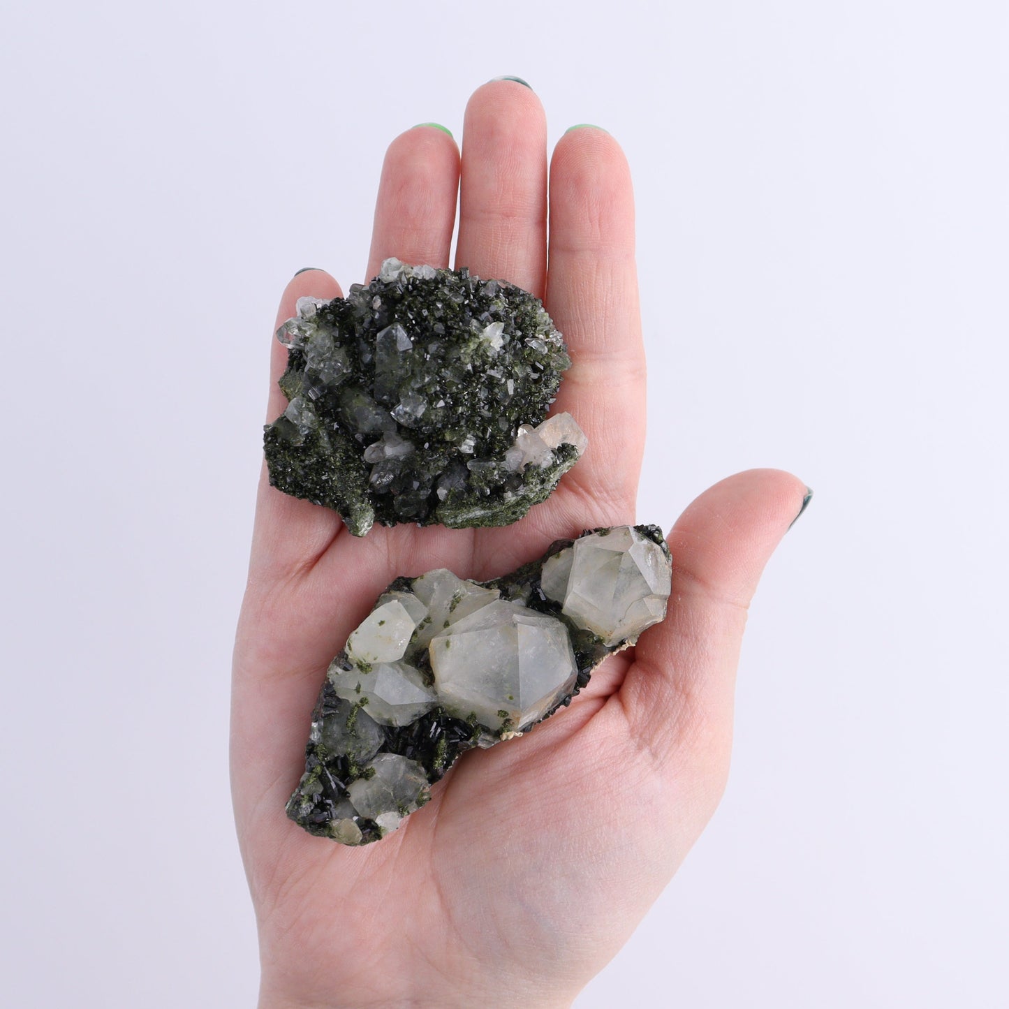 Epidote Set of 9 | Mi Esperanza Minerals | Supplier of Crystals and Onyx