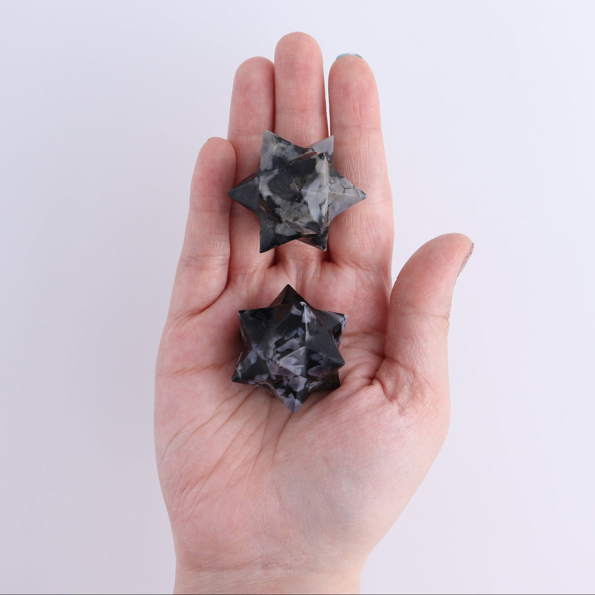 Indigo Gabbro Stars Set of 17 & 3 Cut Base Stars | Mi Esperanza Minerals | Supplier of Crystals and Onyx