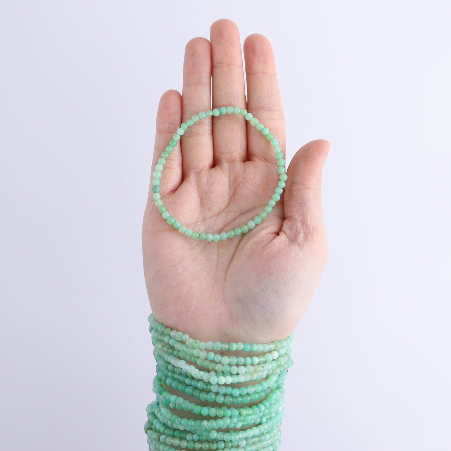 One Chrysoprase 3 - 4 mm Bracelet | Mi Esperanza Minerals | Supplier of Crystals and Onyx