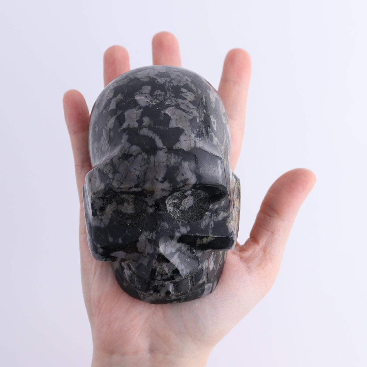 Indigo Gabbro Skulls Set of 2 | Mi Esperanza Minerals | Supplier of Crystals and Onyx