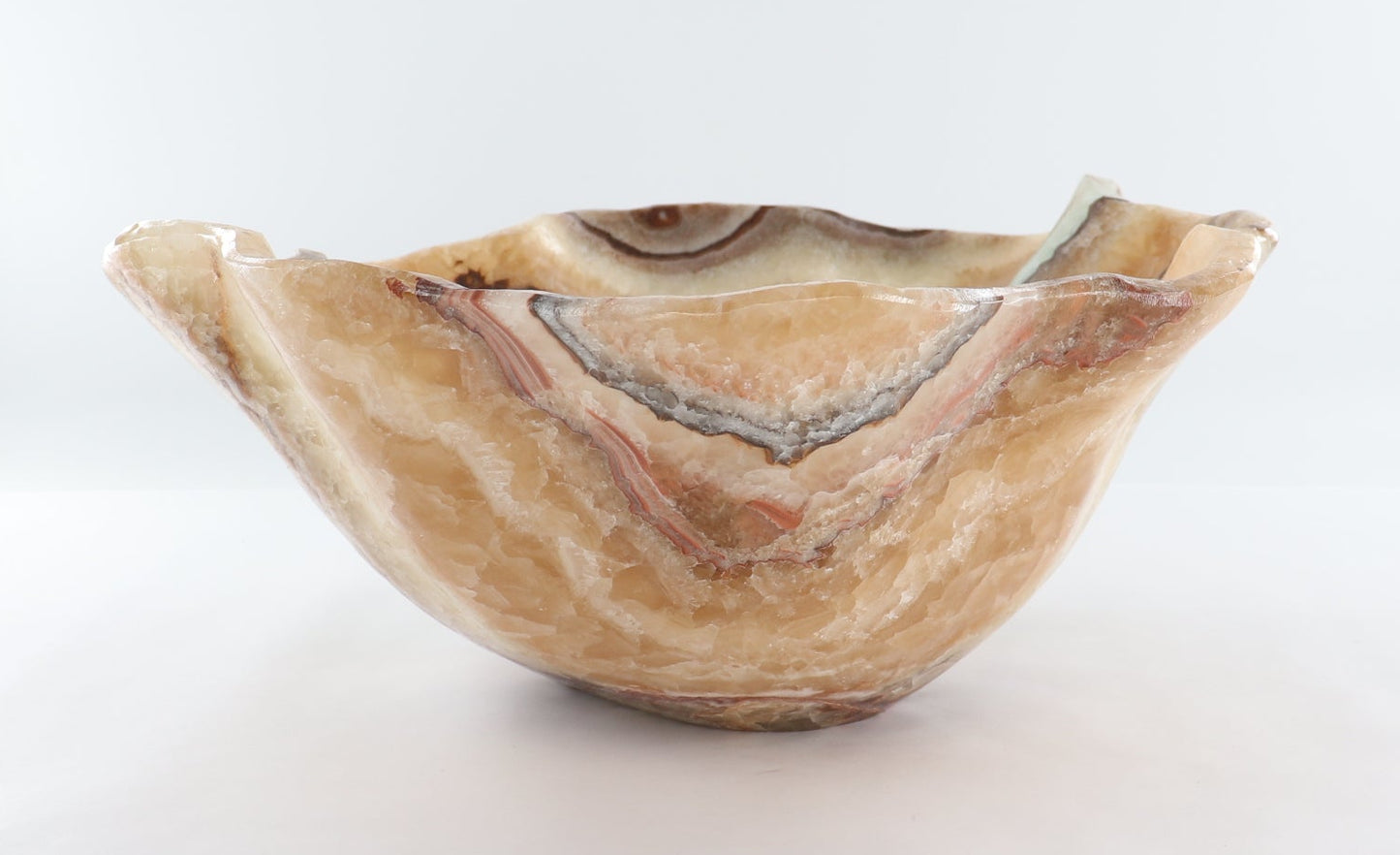 Mexican Onyx/Calcite Bowl (L) 21" x (W) 16" x (H) 8"