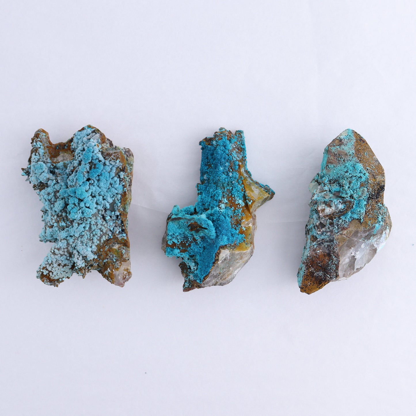 Chrysocolla on Quartz Roughs Set of 12 | Mi Esperanza Minerals | Supplier of Crystals and Onyx
