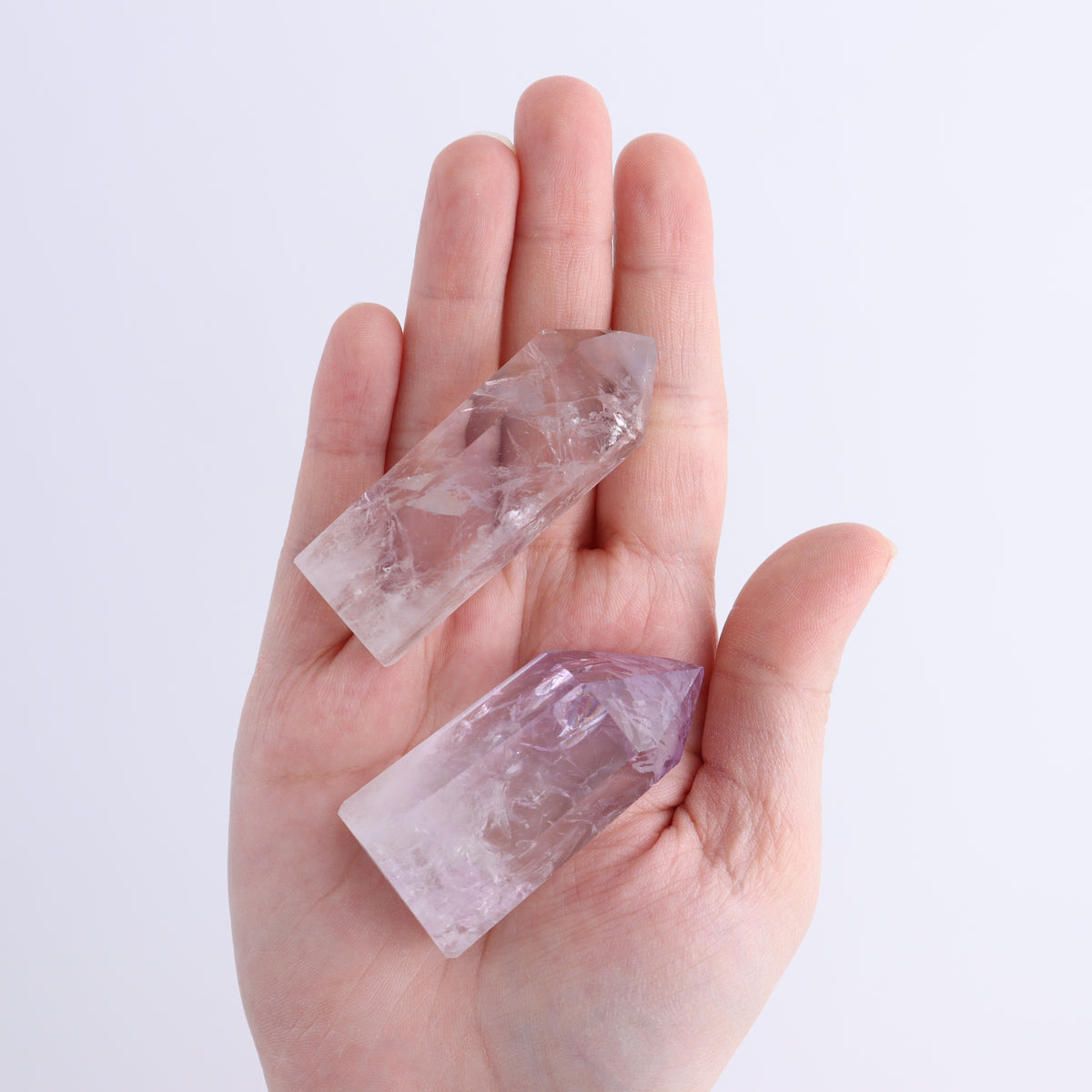 Powellite Amethyst UV Reactive Towers Set of 20 | Mi Esperanza Minerals | Supplier of Crystals and Onyx