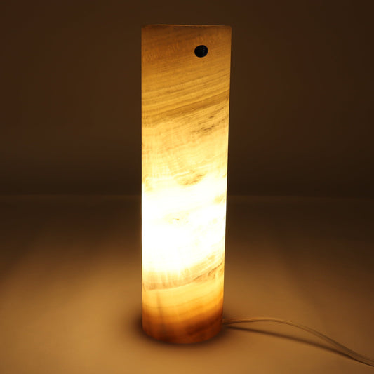 One 12" White & Honey Polished Top Onyx Lamp Blind