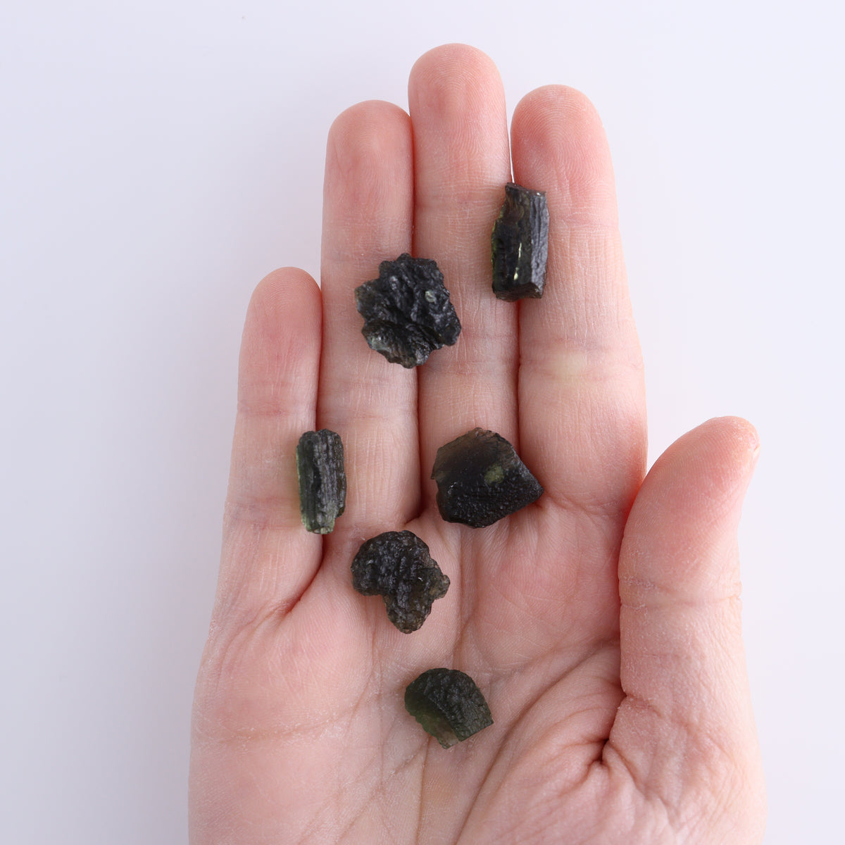 Moldavite Pieces Set of 6 | Mi Esperanza Minerals | Supplier of Crystals and Onyx