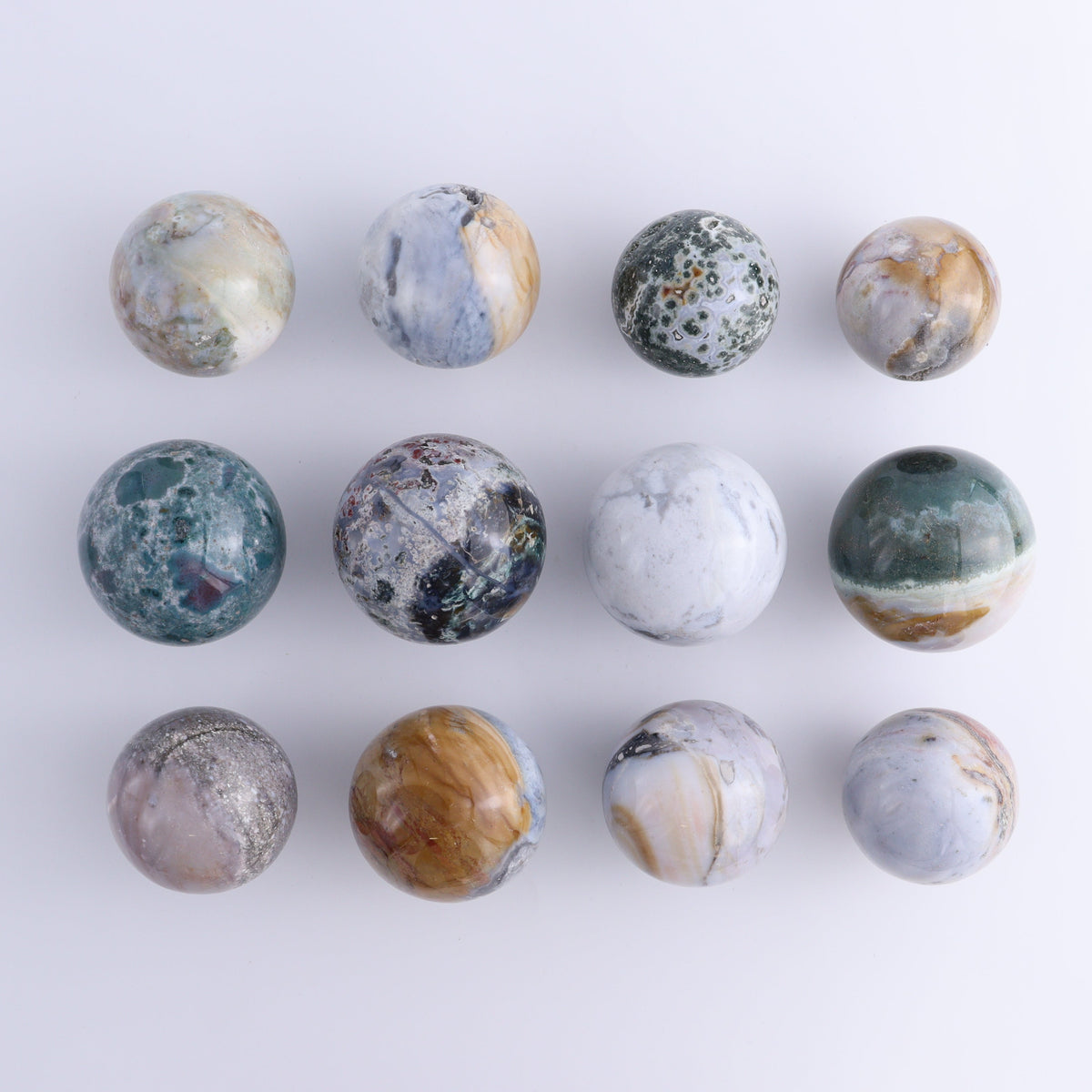 Ocean Jasper Spheres Set of 12 | Mi Esperanza Minerals | Supplier of Crystals and Onyx