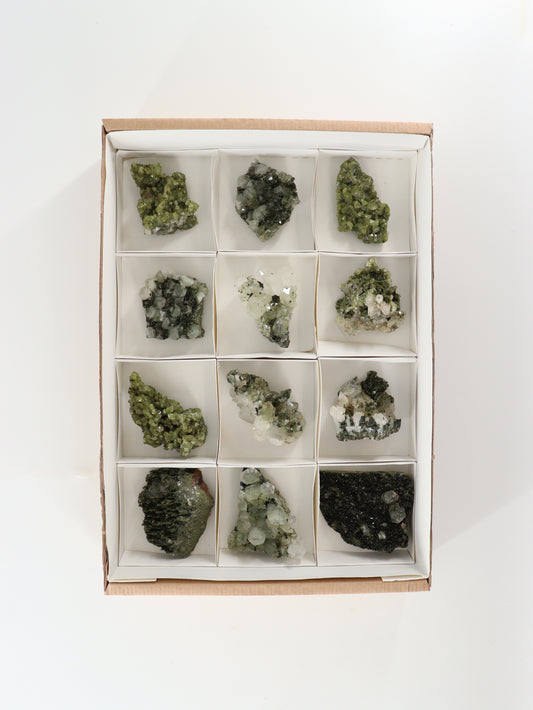 Epidote Flat Set of 12 - wholesale crystals