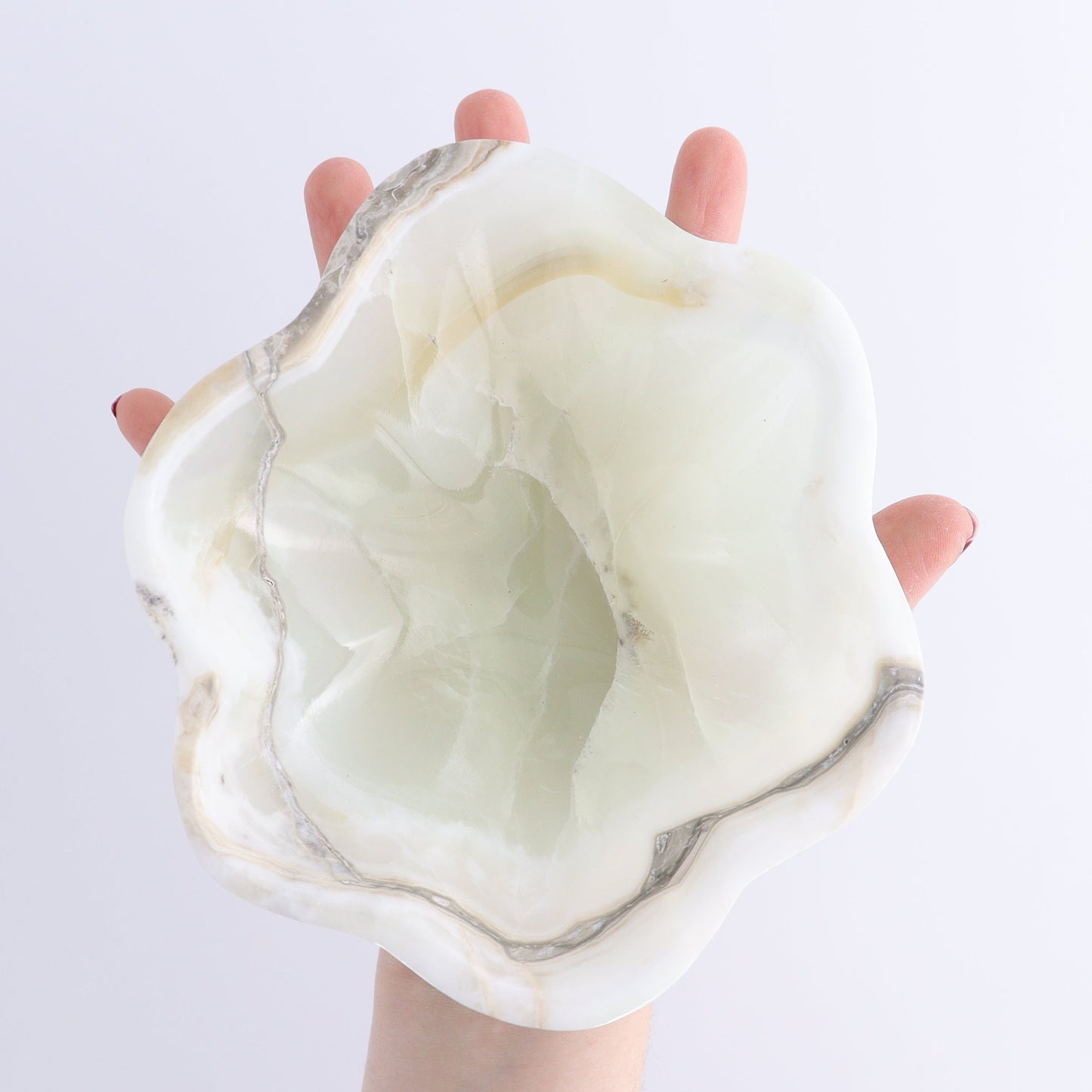 One Mexican Onyx/Calcite Green Irregular Bowl | Mi Esperanza Minerals | Supplier of Crystals and Onyx