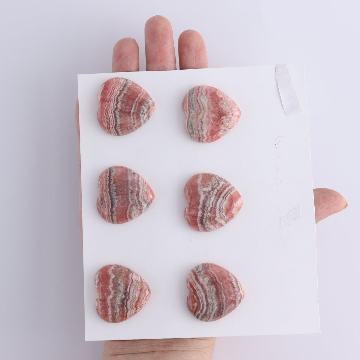 Rhodochrosite Hearts Set of 6 - wholesale crystals