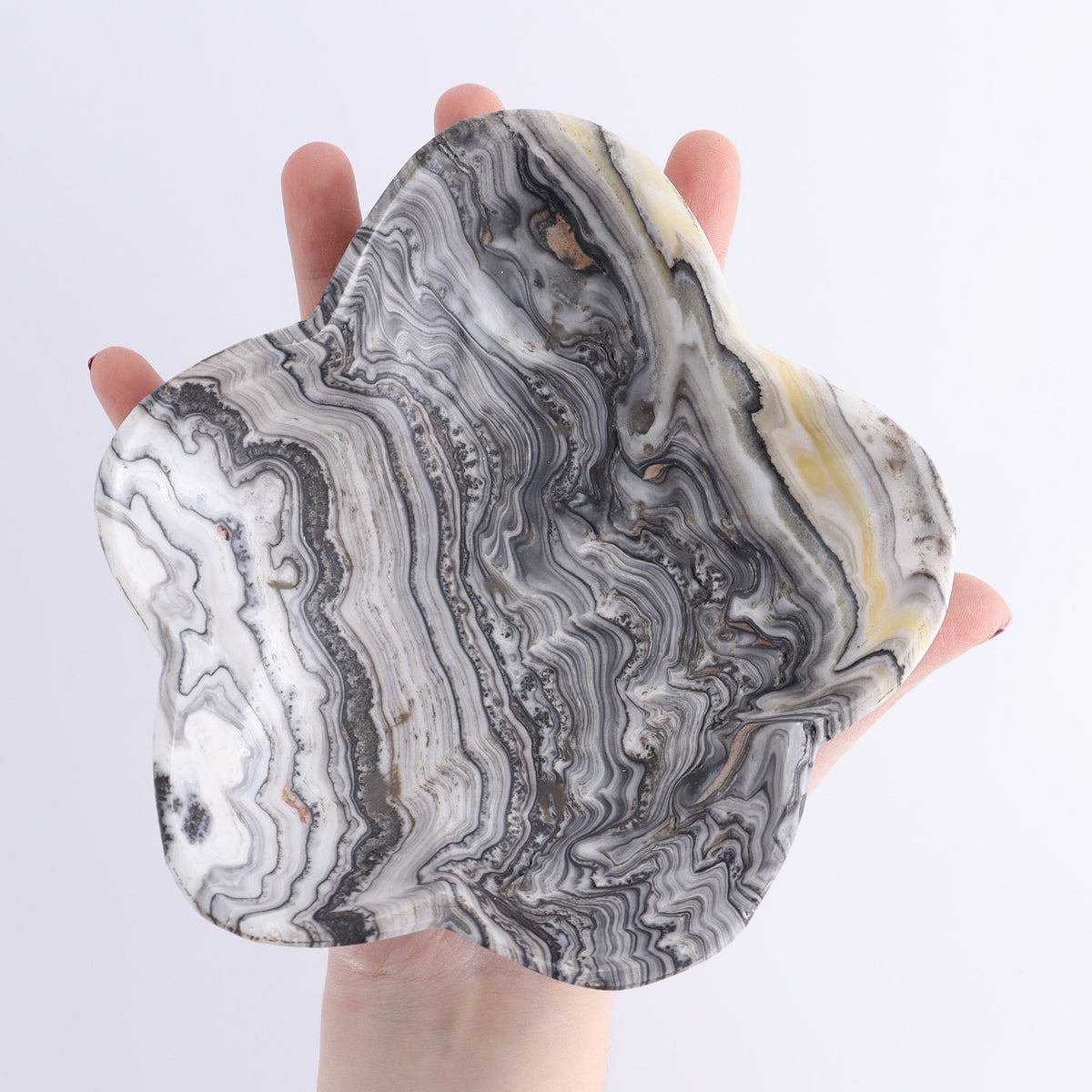 One Mexican Onyx/Calcite Black & White Zebra Irregular Bowl | Mi Esperanza Minerals | Supplier of Crystals and Onyx