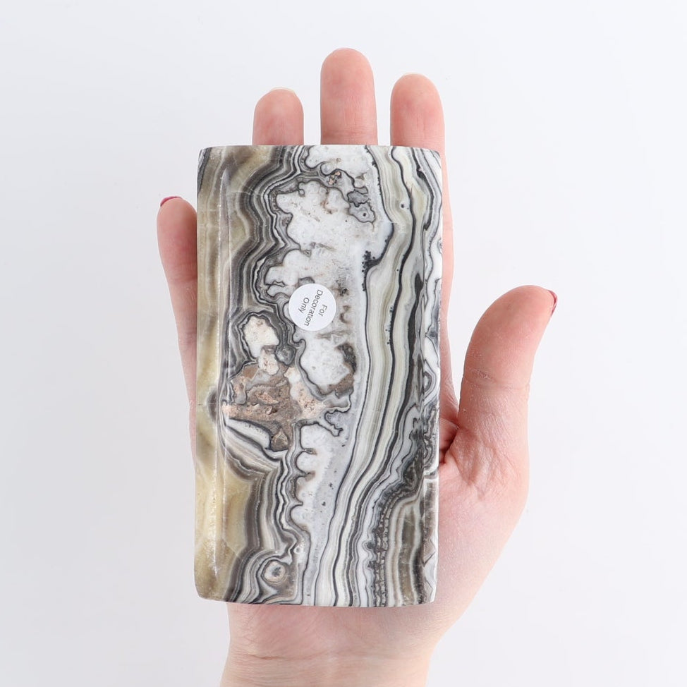 One Mexican Onyx/Calcite Black & White Zebra Rectangle Dish