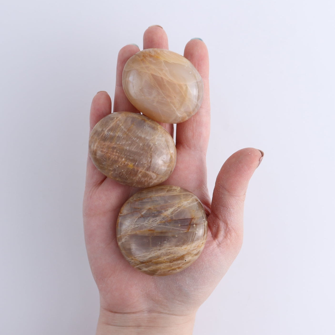 One Peach Moonstone Palm Stones 1 kg Set