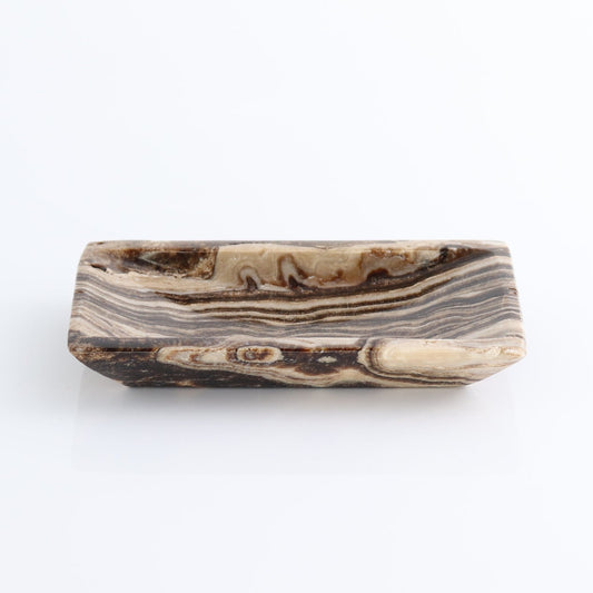 One Mexican Onyx/Calcite Chocolate Rectangle Dish