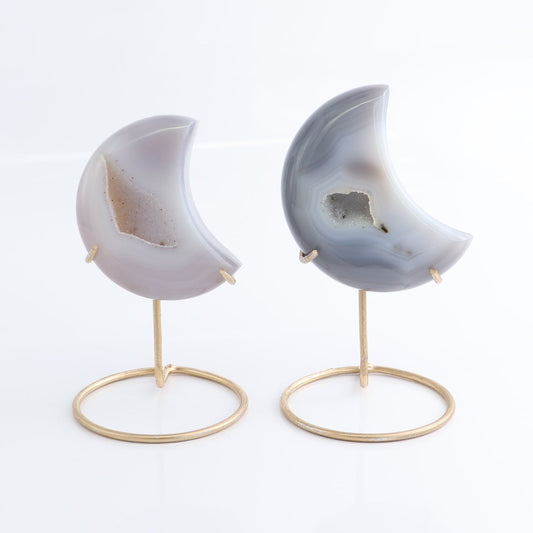 Agate Moons with Stand Set of 5