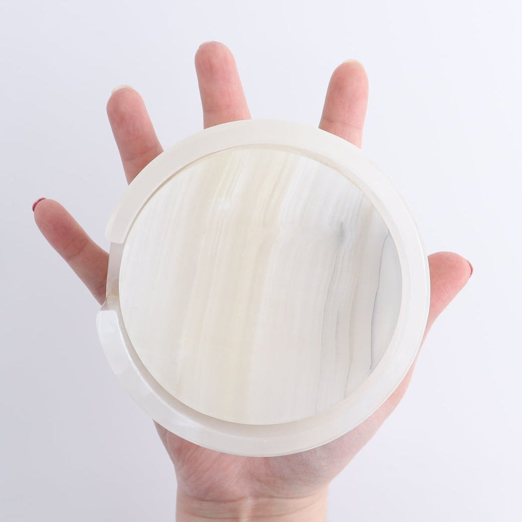 Coaster Set Mexican Onyx/Calcite White & Honey
