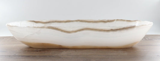 Mexican Onyx/Calcite Canoe Bowl 28"