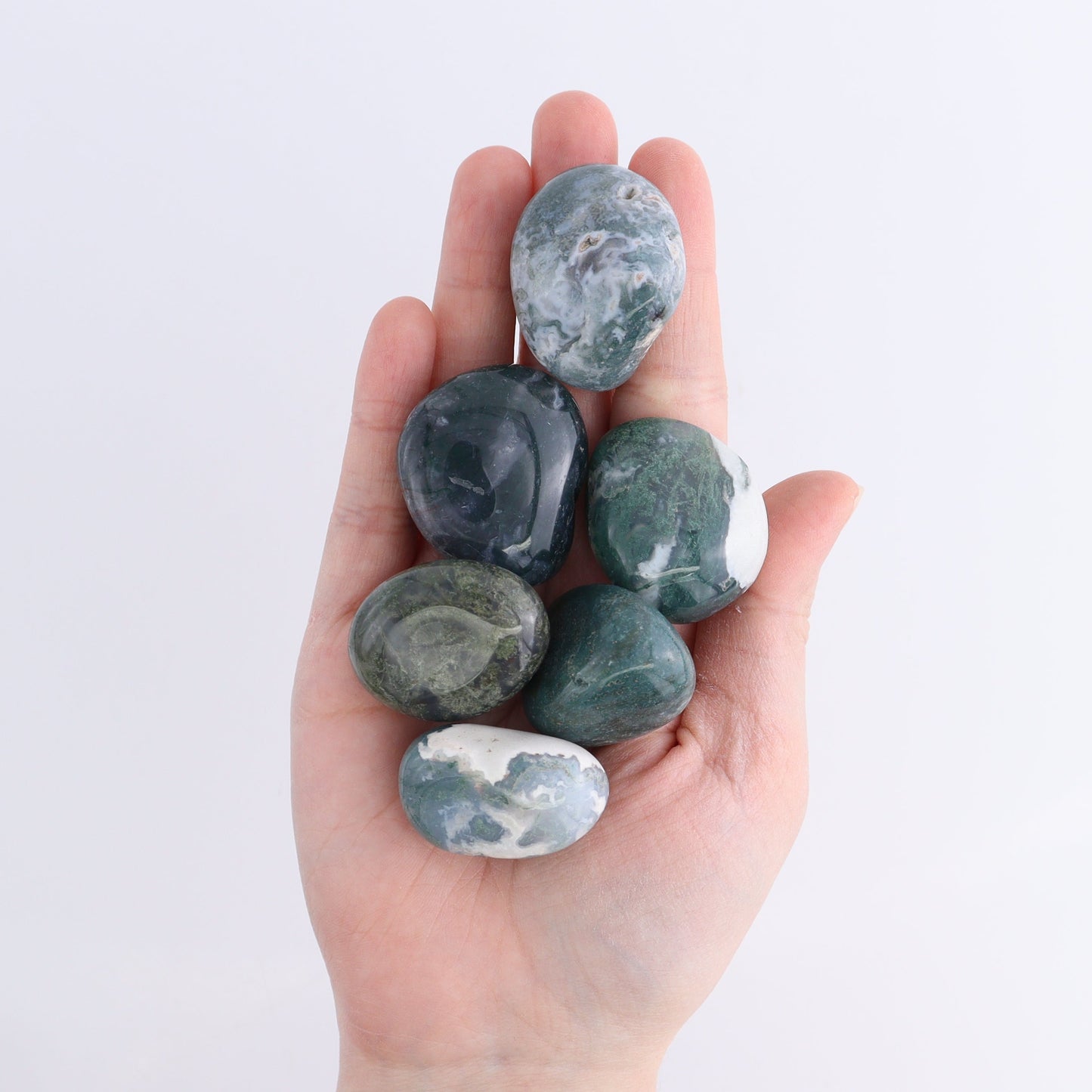 Moss Agate Tumbles 1 kg Set