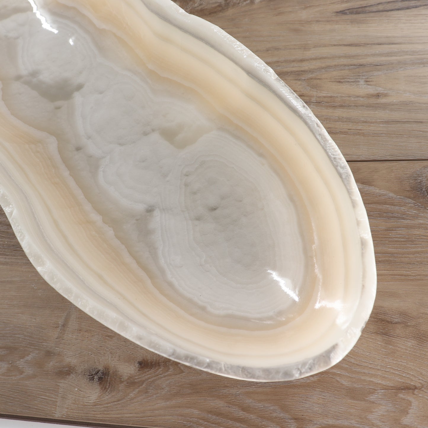 Mexican Onyx/Calcite Canoe Bowl 36" | Mi Esperanza Minerals | Supplier of Crystals and Onyx