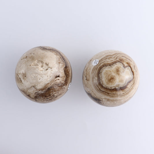 One Mexican Onyx/Calcite Chocolate Sphere 10 cm | Mi Esperanza Minerals | Supplier of Crystals and Onyx