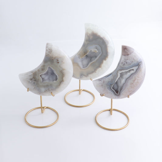 Agate Moons with Stand Set of 3