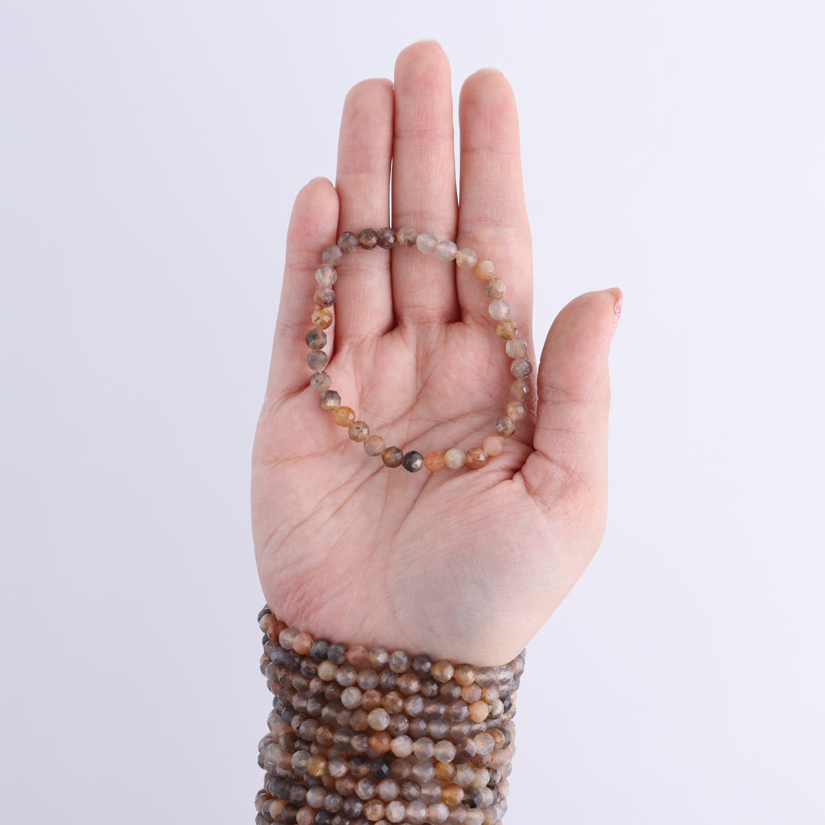 One Faceted Moonstone Bracelet 5mm - wholesale crystals