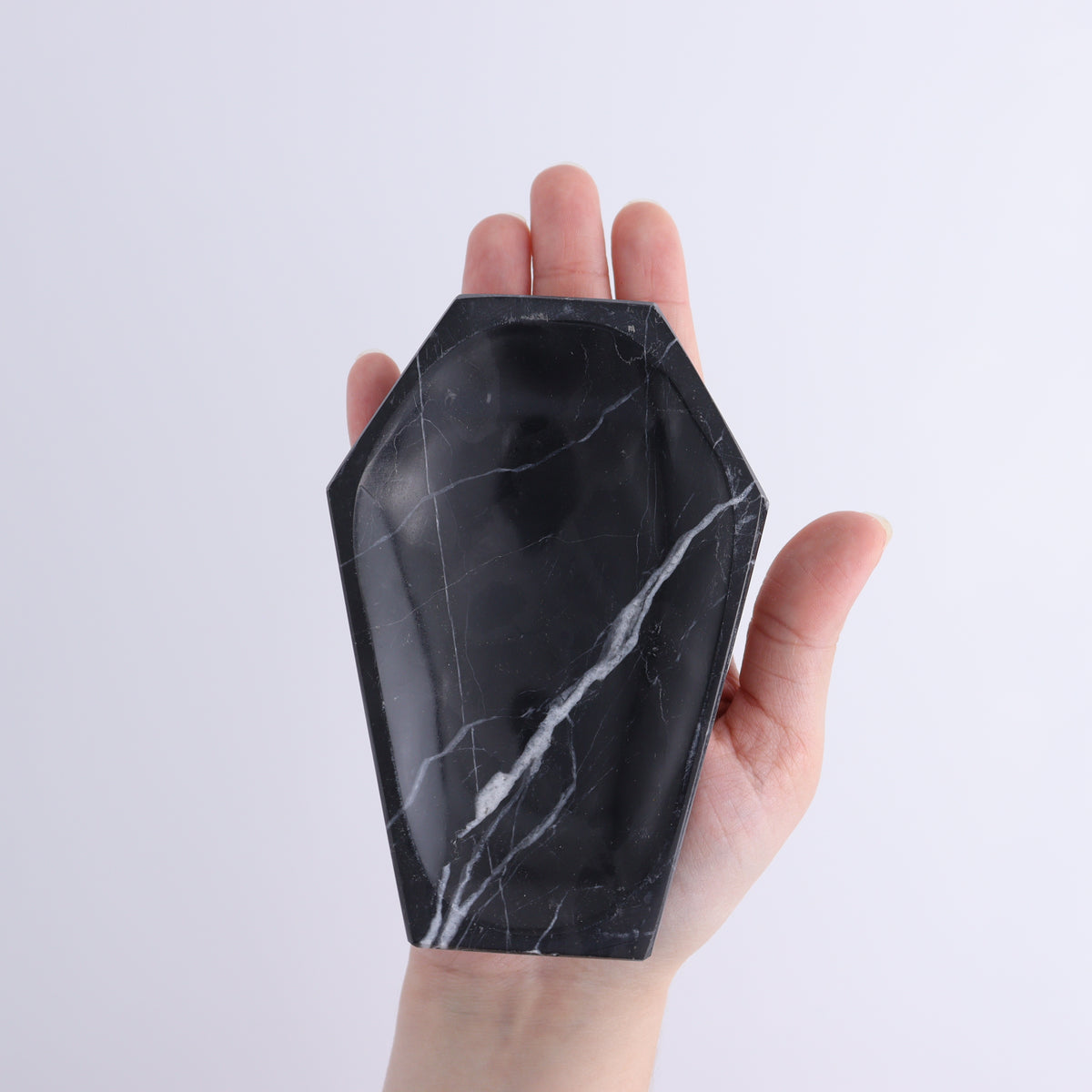 One Black Marble Coffin Dish | Mi Esperanza Minerals | Supplier of Crystals and Onyx