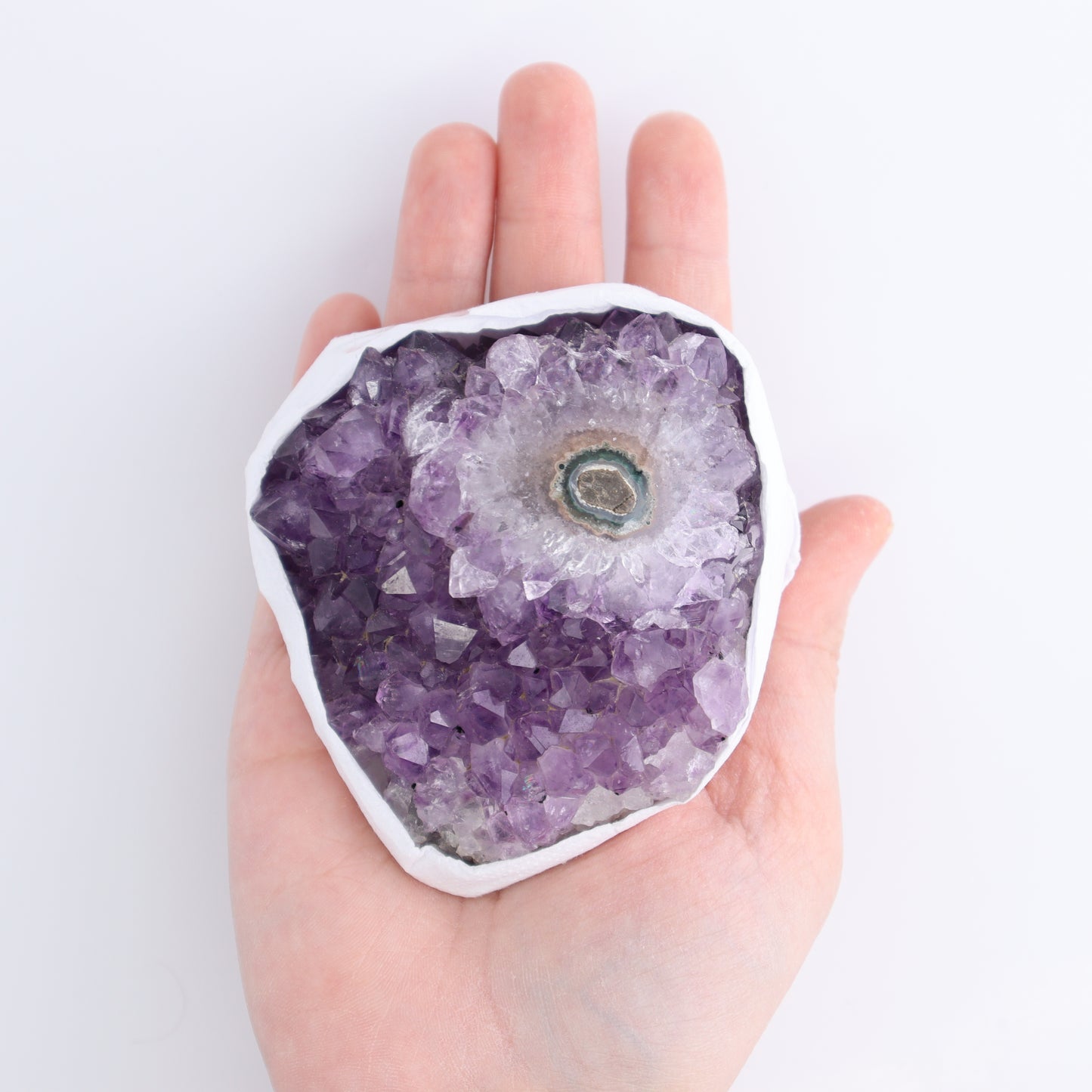 *sold Uruguay Amethyst Clusters with "Eyes" Flat of 8 | Mi Esperanza Minerals | Supplier of Crystals and Onyx