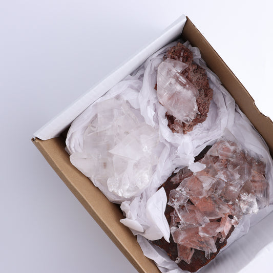 Naica Selenite Flat Set of 3 Specimens | Mi Esperanza Minerals | Supplier of Crystals and Onyx