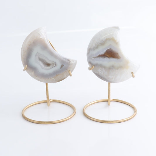 Agate Moons with Stand Set of 5