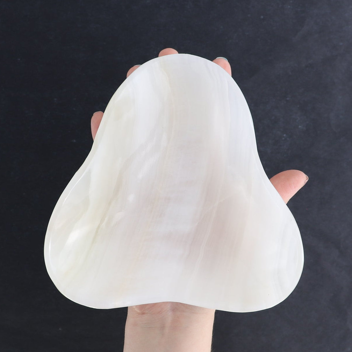 One Mexican Onyx/Calcite White Triangular Bowl