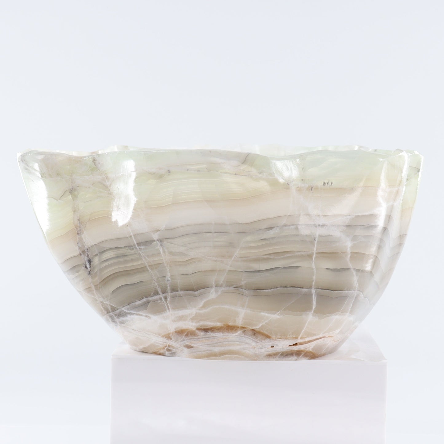Mexican Onyx/Calcite Bowl 14" | Mi Esperanza Minerals | Supplier of Crystals and Onyx