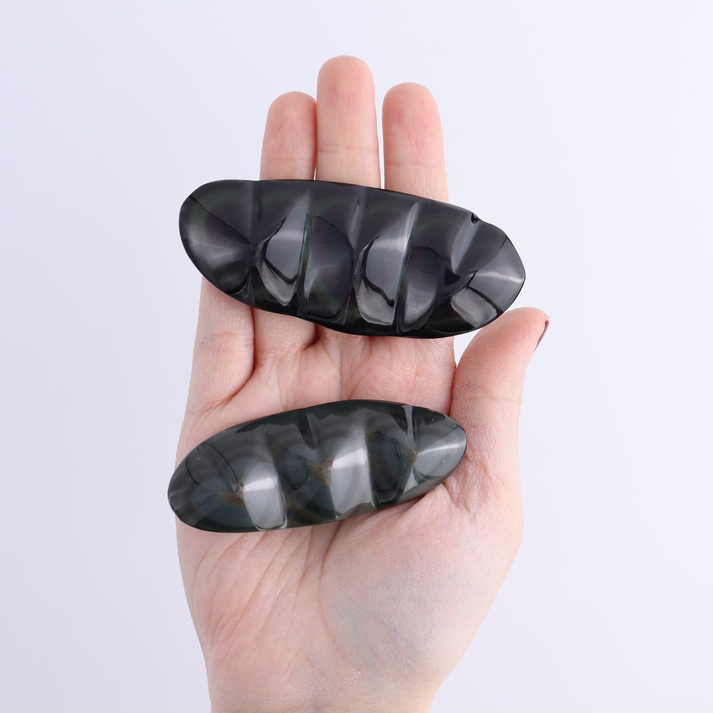 Rainbow Obsidian Heart Set of 2 | Mi Esperanza Minerals | Supplier of Crystals and Onyx