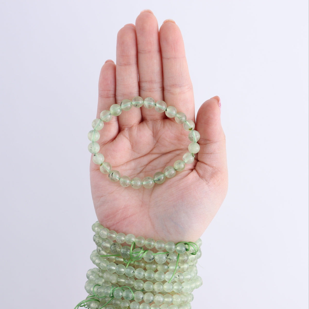 One Prehnite Bracelet 6-7mm | Mi Esperanza Minerals | Supplier of Crystals and Onyx