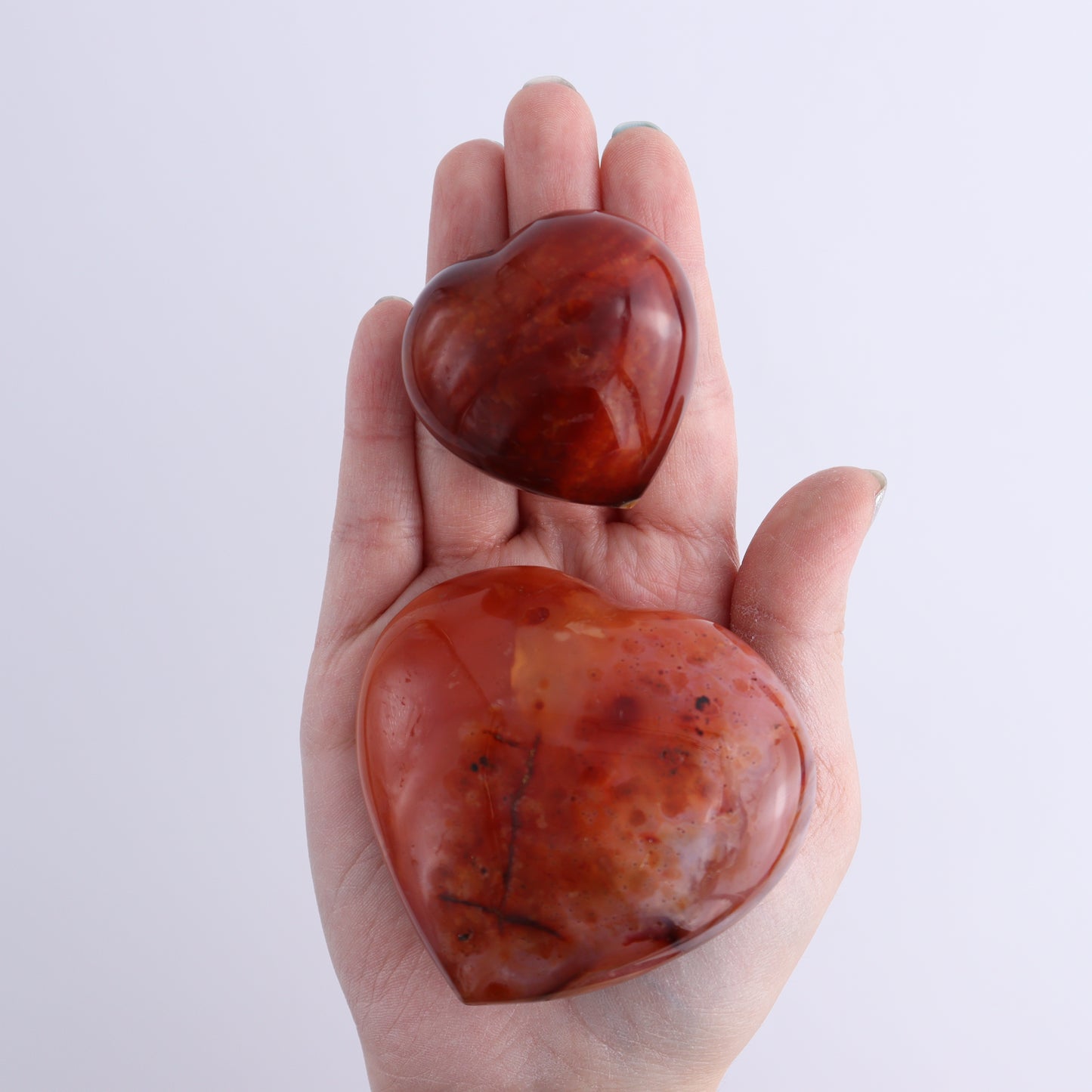 Carnelian Hearts Set of 12 | Mi Esperanza Minerals | Supplier of Crystals and Onyx