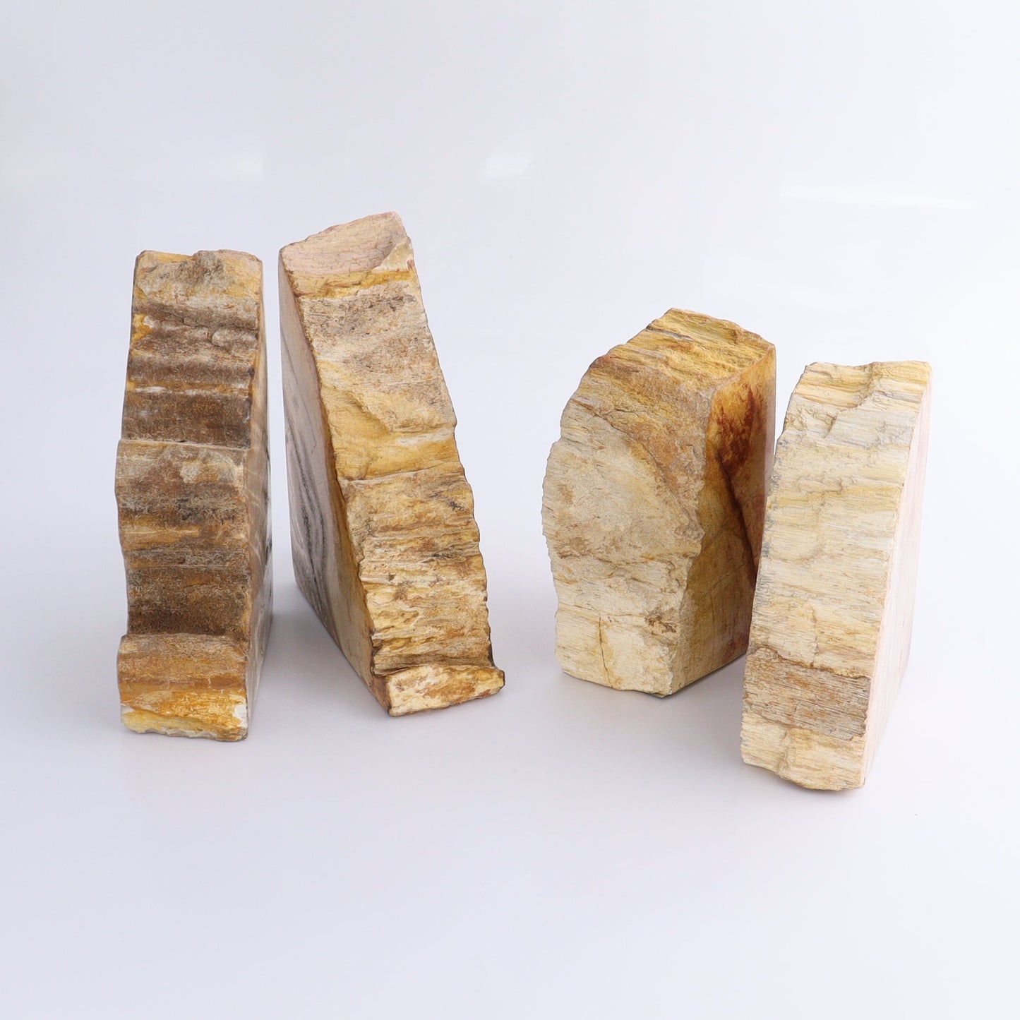 One Pair of Yellow/Brown Petrified Wood Bookends | Mi Esperanza Minerals | Supplier of Crystals and Onyx
