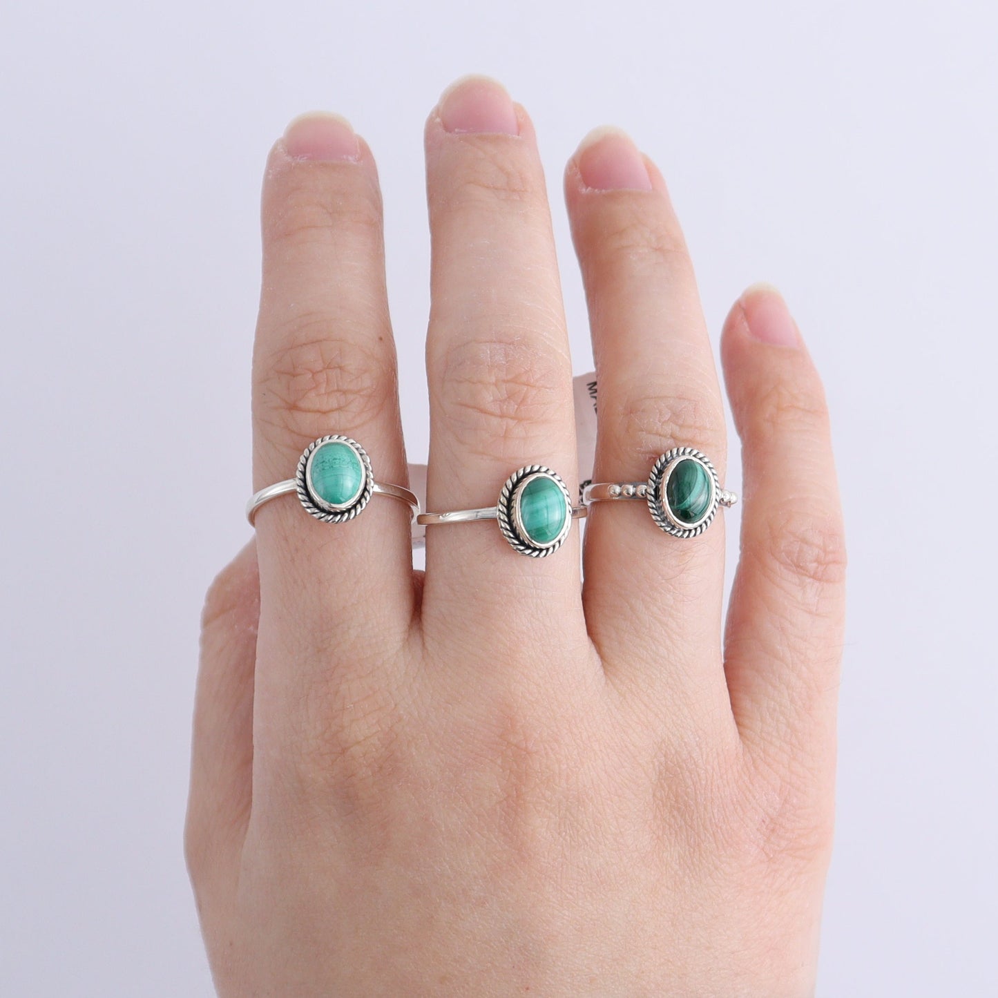 Malachite Rings Set of 6 (Ring Holders Not Included) | Mi Esperanza Minerals | Supplier of Crystals and Onyx