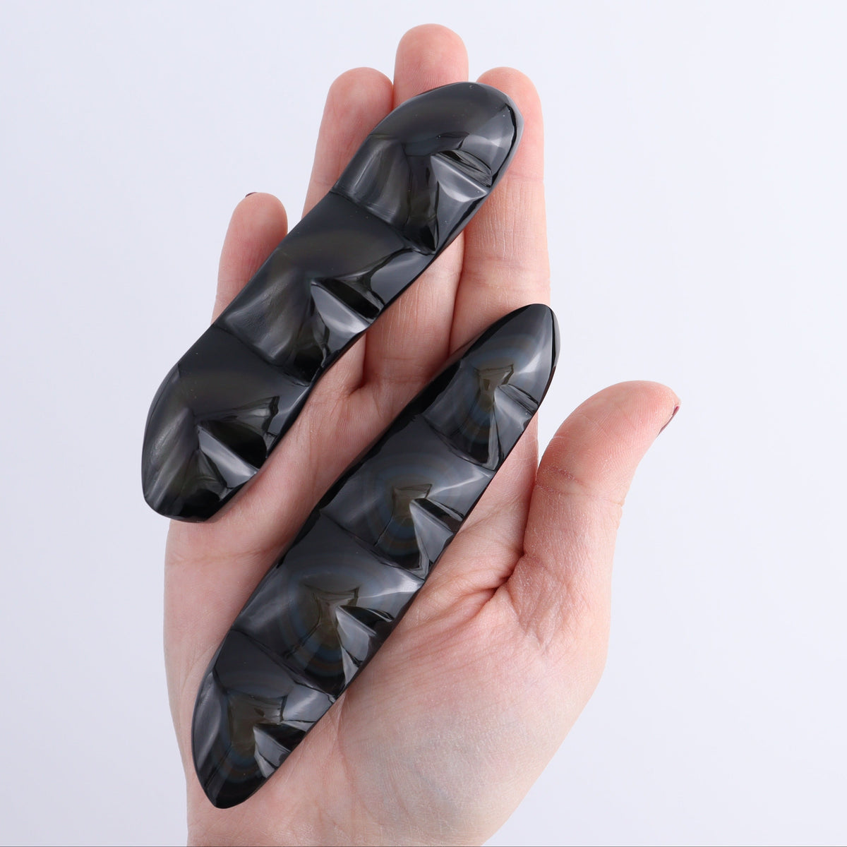 Rainbow Obsidian Heart Set of 2 | Mi Esperanza Minerals | Supplier of Crystals and Onyx