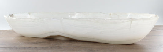 Mexican Onyx/Calcite Canoe Bowl 31"