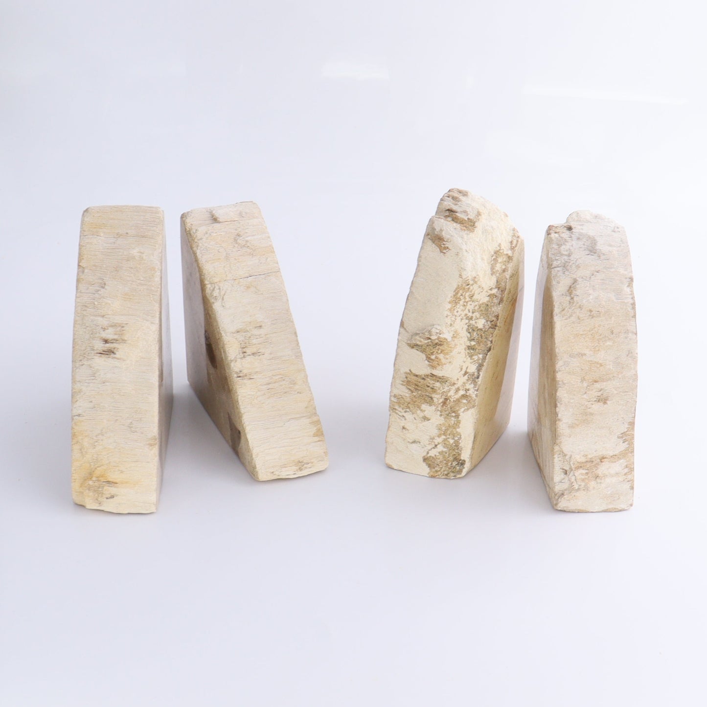 One Pair of White/Grey 1.5-1.7 kg Petrified Wood Bookends | Mi Esperanza Minerals | Supplier of Crystals and Onyx