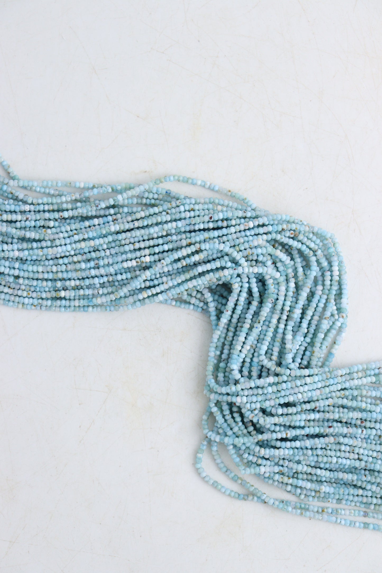 Larimar 2x3 mm Faceted Beads | Mi Esperanza Minerals | Supplier of Crystals and Onyx