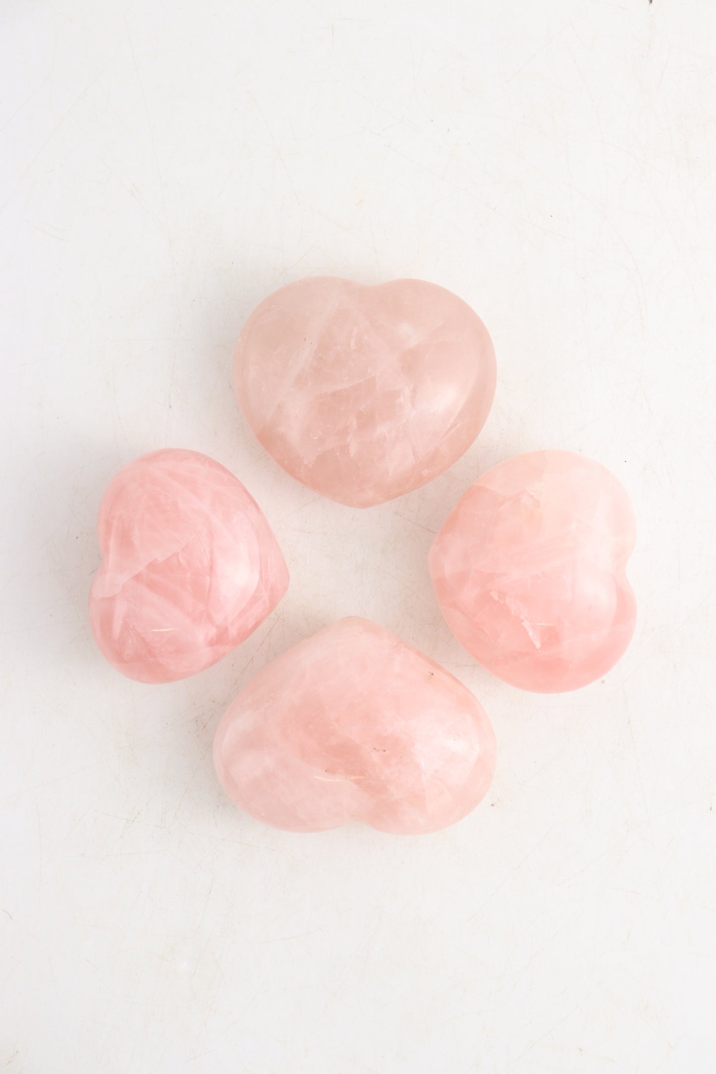 Rose Quartz Hearts Set of 6 - Expert Supplier of Wholesale Crystals & Bulk Gemstones