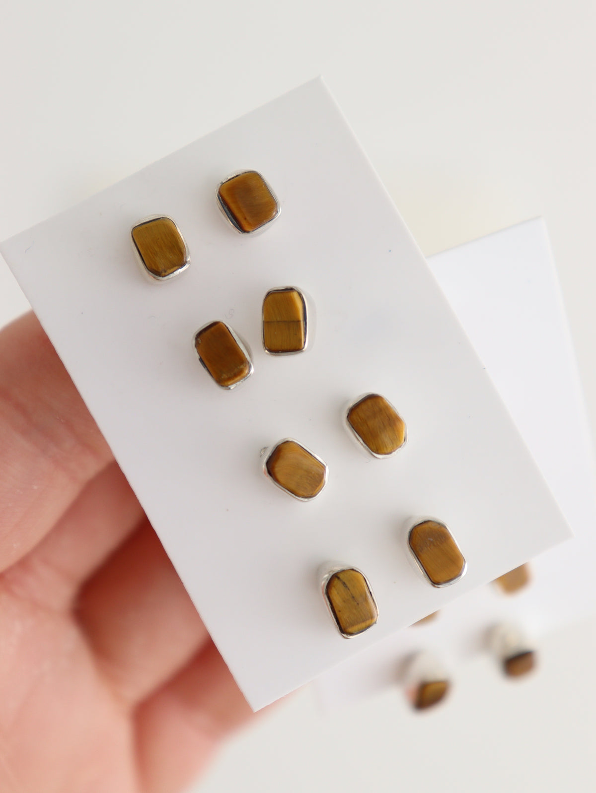 Sterling Silver Tiger Eye Stud Earrings Set of 4 | Mi Esperanza Minerals | Supplier of Crystals and Onyx