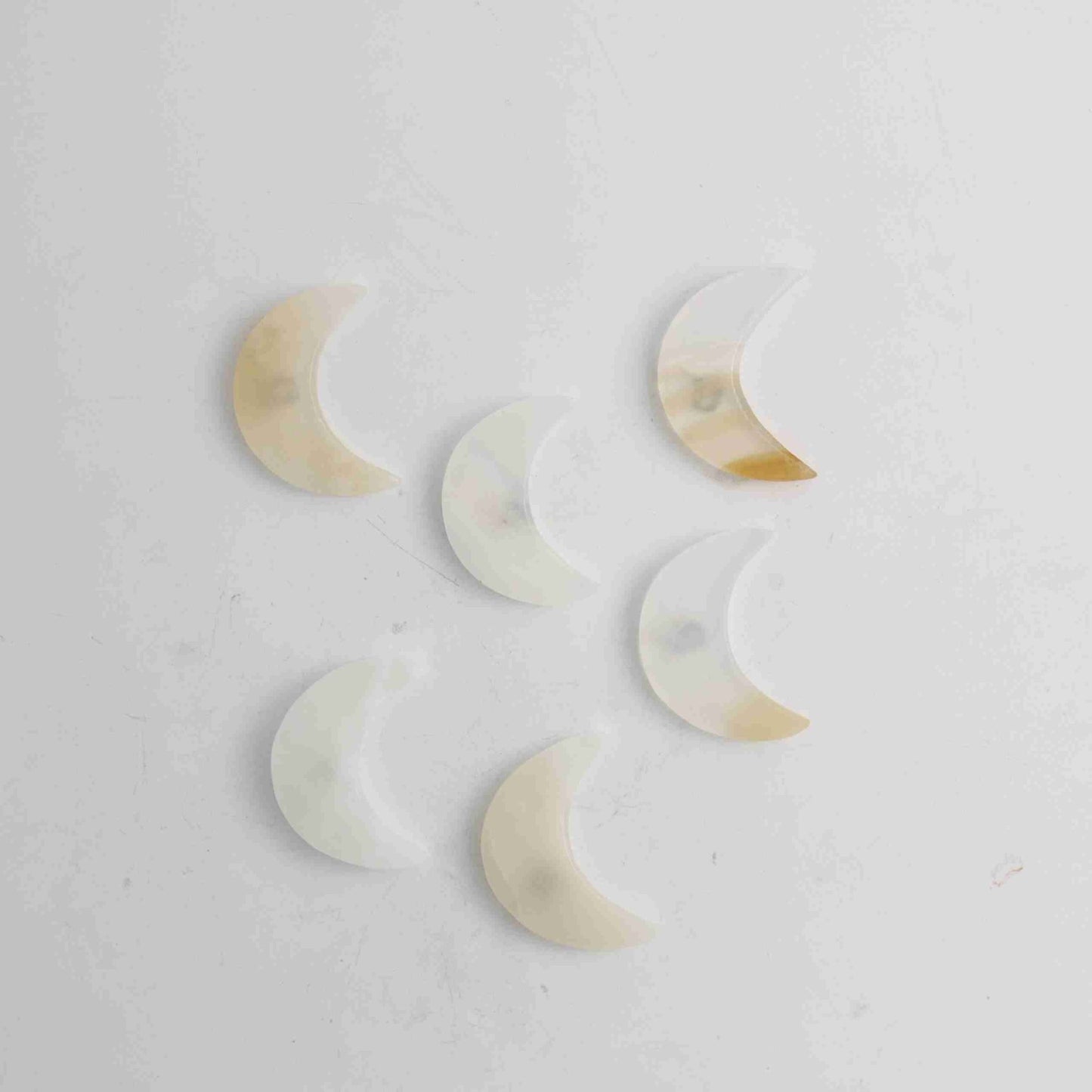 ONE White Onyx Flat Moon | Mi Esperanza Minerals | Supplier of Crystals and Onyx