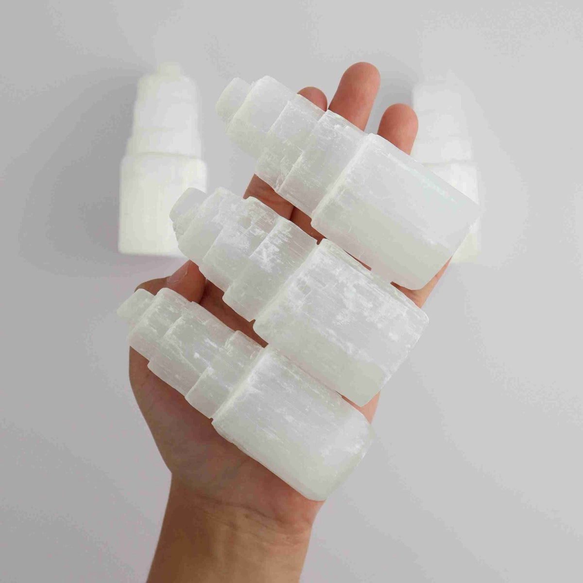 ONE Selenite/Satin Spar 10cm Tower | Mi Esperanza Minerals | Supplier of Crystals and Onyx