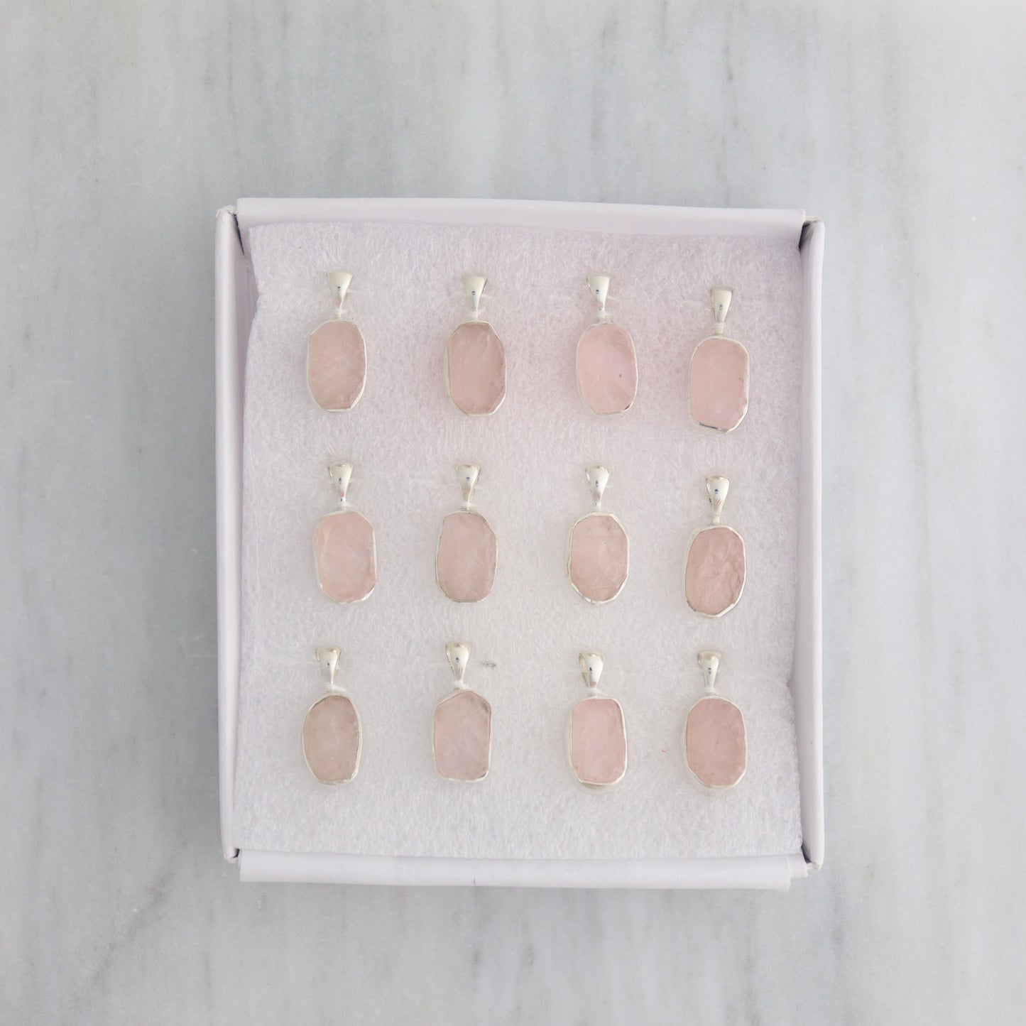 Rose Quartz Pendants Set of 12 With Chains - Mi Esperanza Minerals